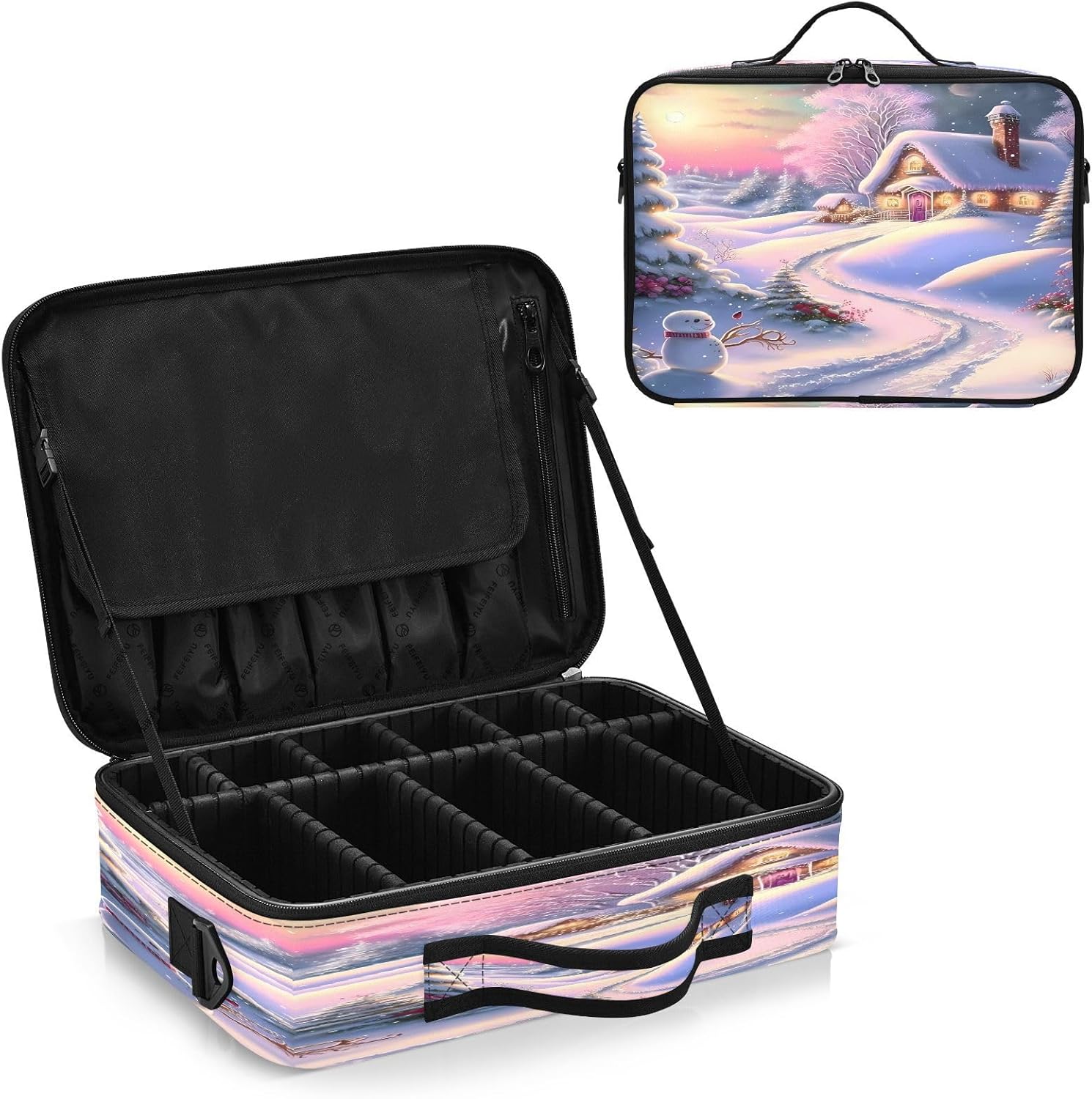 Zathe Snowman and Country House travel cosmetic bag toiletry bag toiletry travel kit make up bag purse travel makeup bags for women bolso de