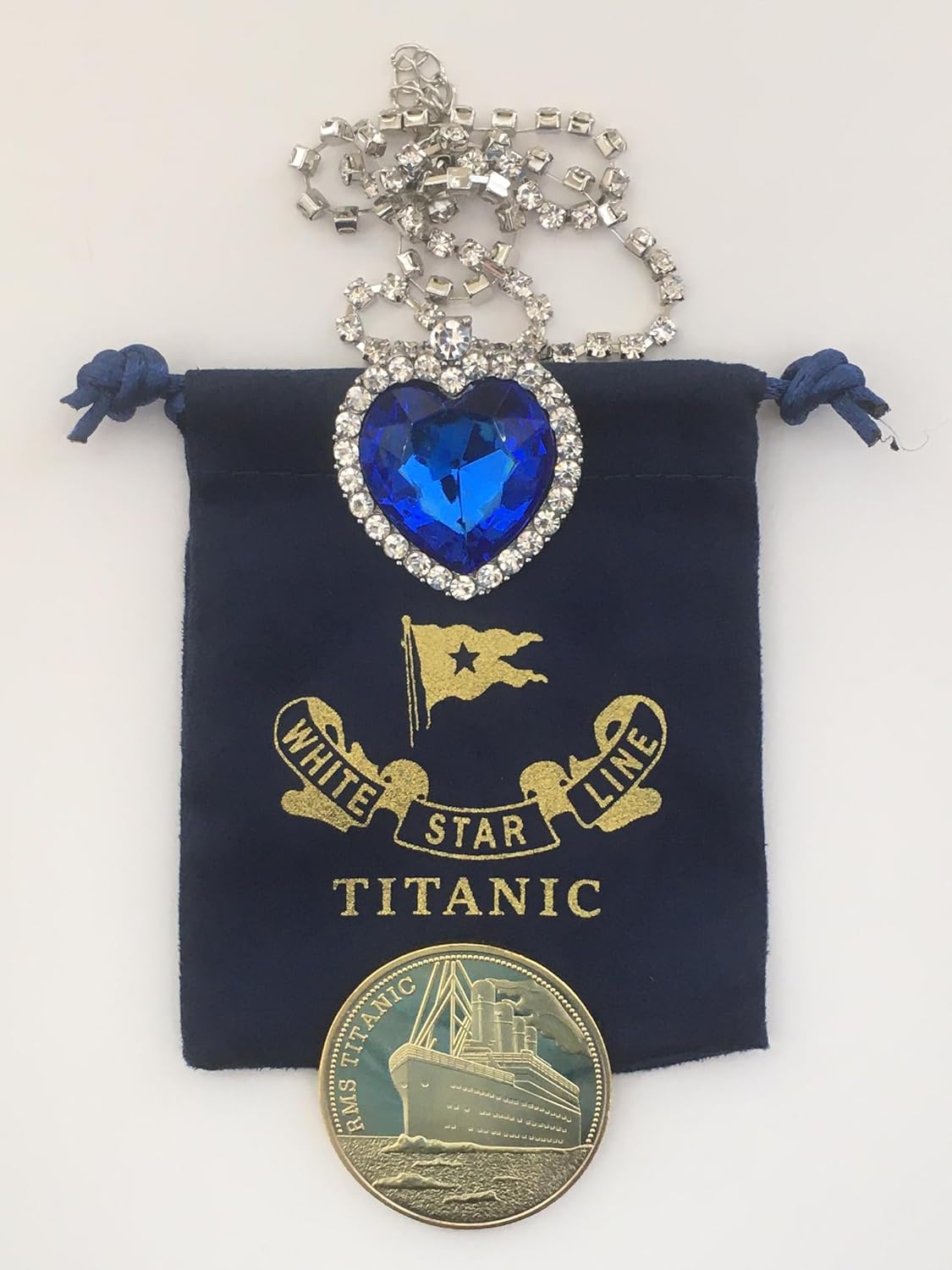 Titanic Heart of the Ocean Necklace Fake Gold Coin Titanic Gifts