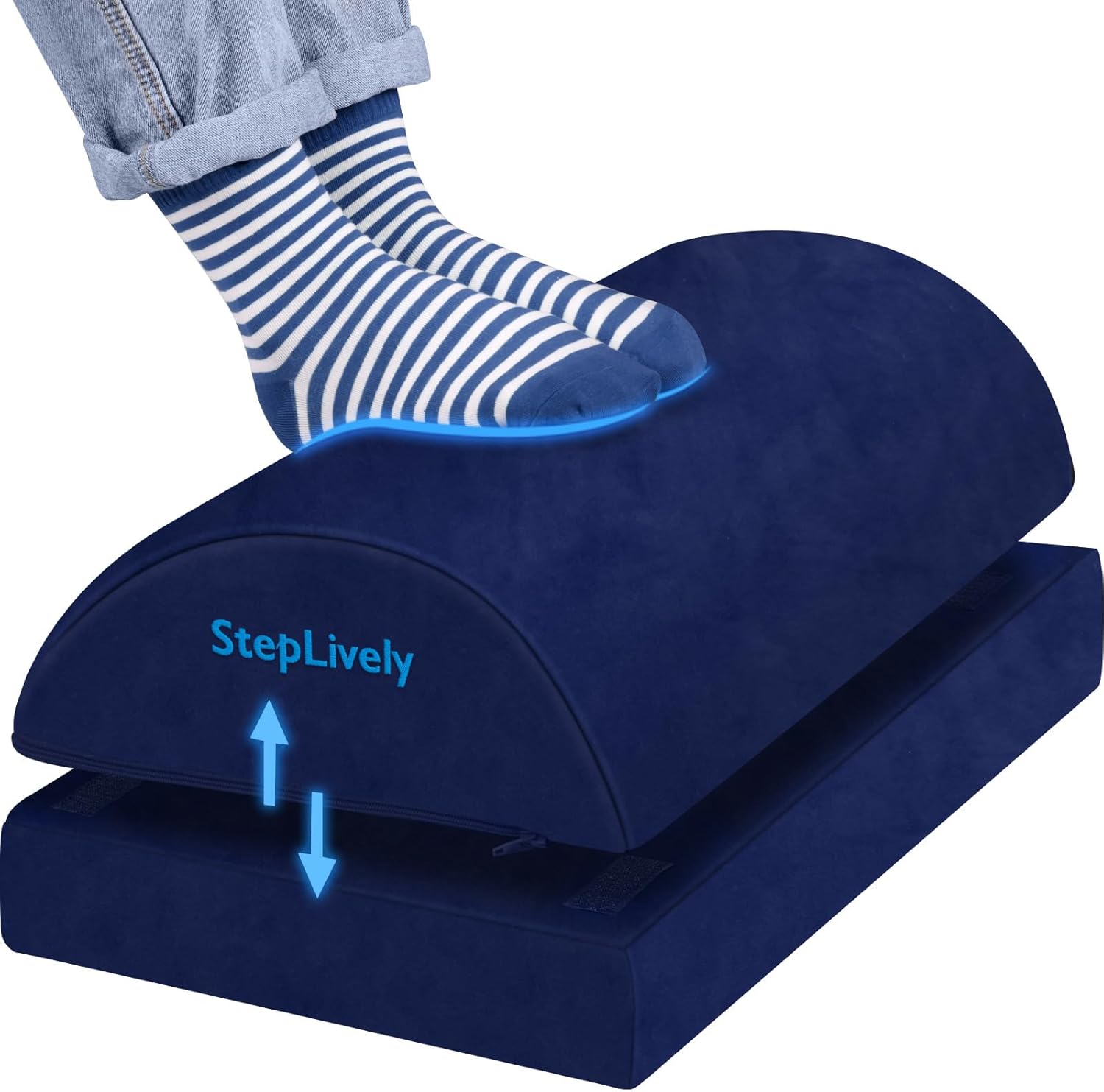 StepLively Reposapiés para debajo del escritorio en el trabajo, cómodo taburete con 2 alturas ajustables, reposapiés con funda lavable, para aliviar