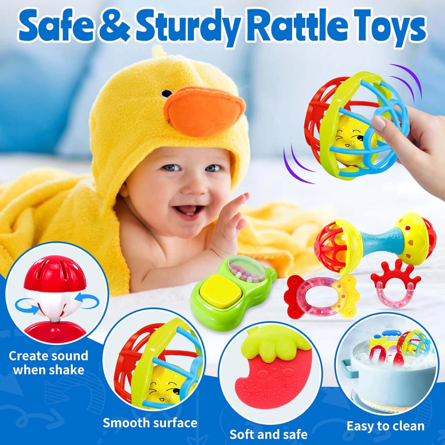 Sonajeros para bebés de 0 a 6 meses sonajeros para bebés de 0 a 6 meses Juguetes de sonajeros para bebés 0-3-6-12 meses Juguetes de sonajero para