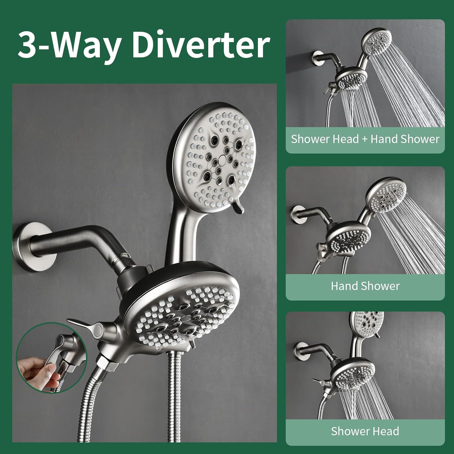 Juego de grifo de ducha de 3 manijas, sistema de ducha con boquilla de bañera, juego combinado de cabezal de ducha, juego completo de grifo de