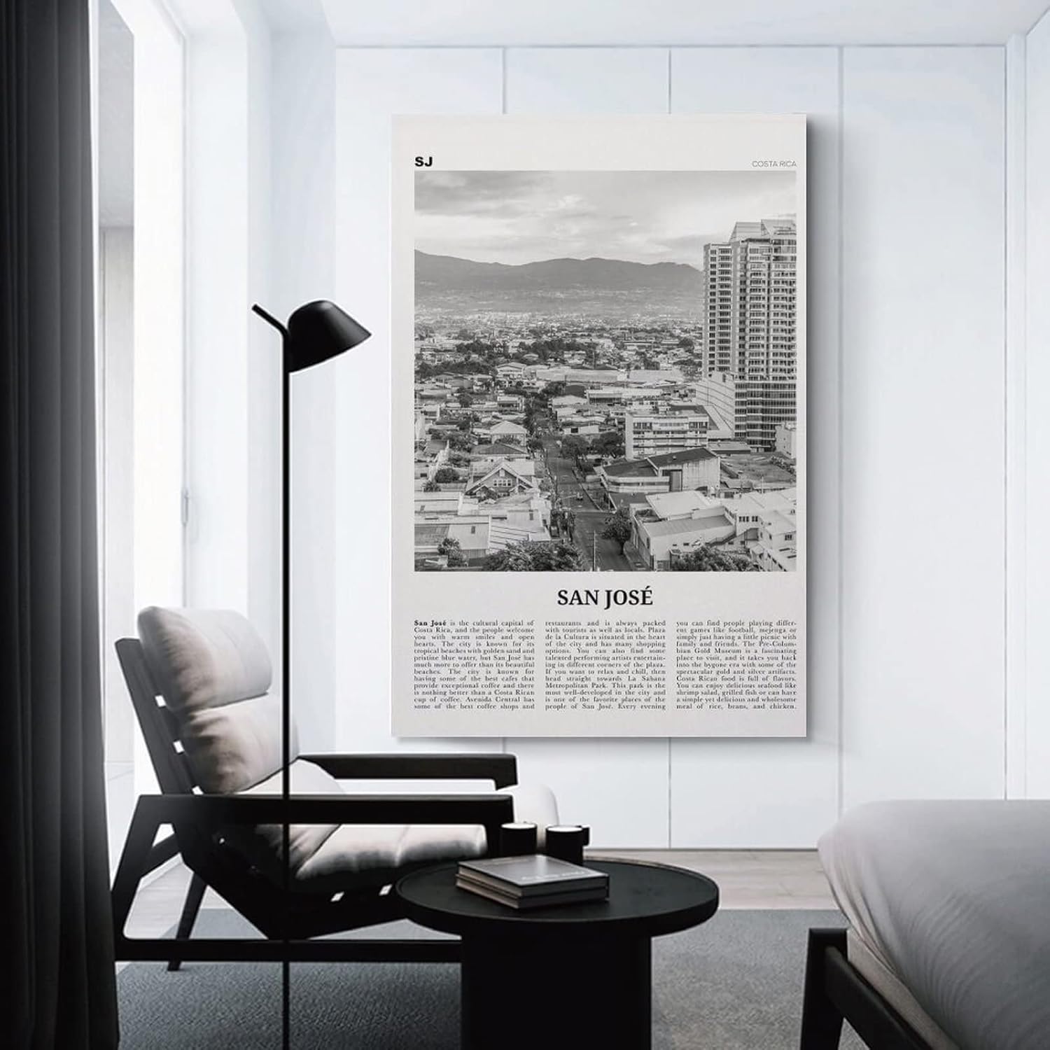 Impresión de San José en blanco y negro de Costa Rica, arte de pared de San José, póster de San José, foto de San José, póster artístico en lienzo