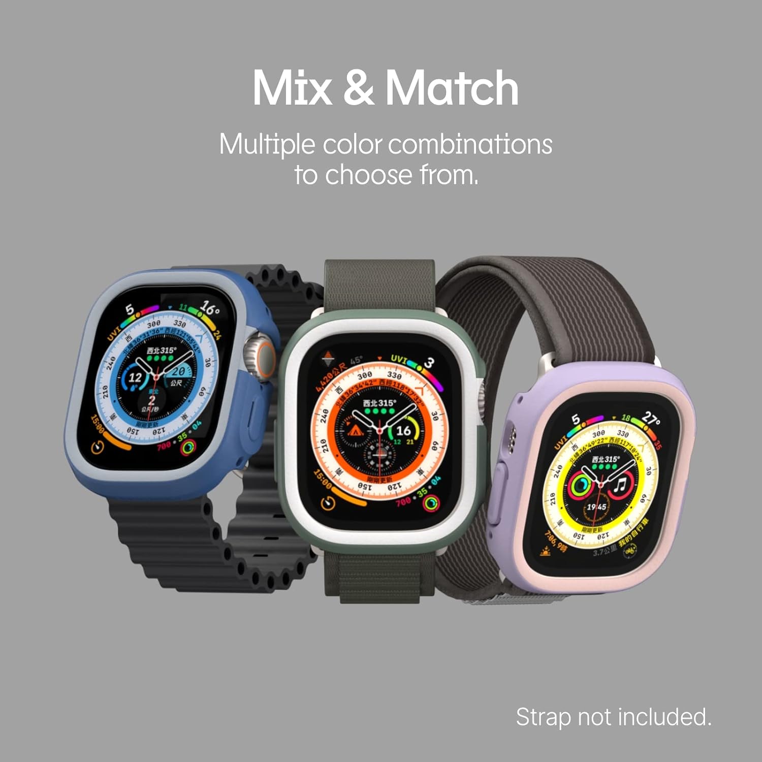 RHINOSHIELD Funda protectora delgada, ligera y absorbente de golpes, compatible con Apple Watch Series 9, 8 y 7 de 1.61 pulgadas, color azul cobalto