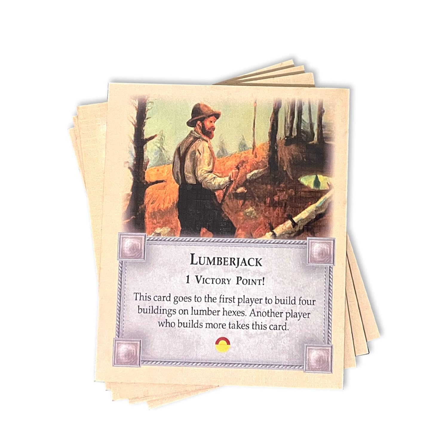 Professions Victory Point Cards, Bricklayer, Stonemason, Farmer, Shepherd, Lumberjack, compatible with Catan’s Settlers of Catan 5th Edition,
