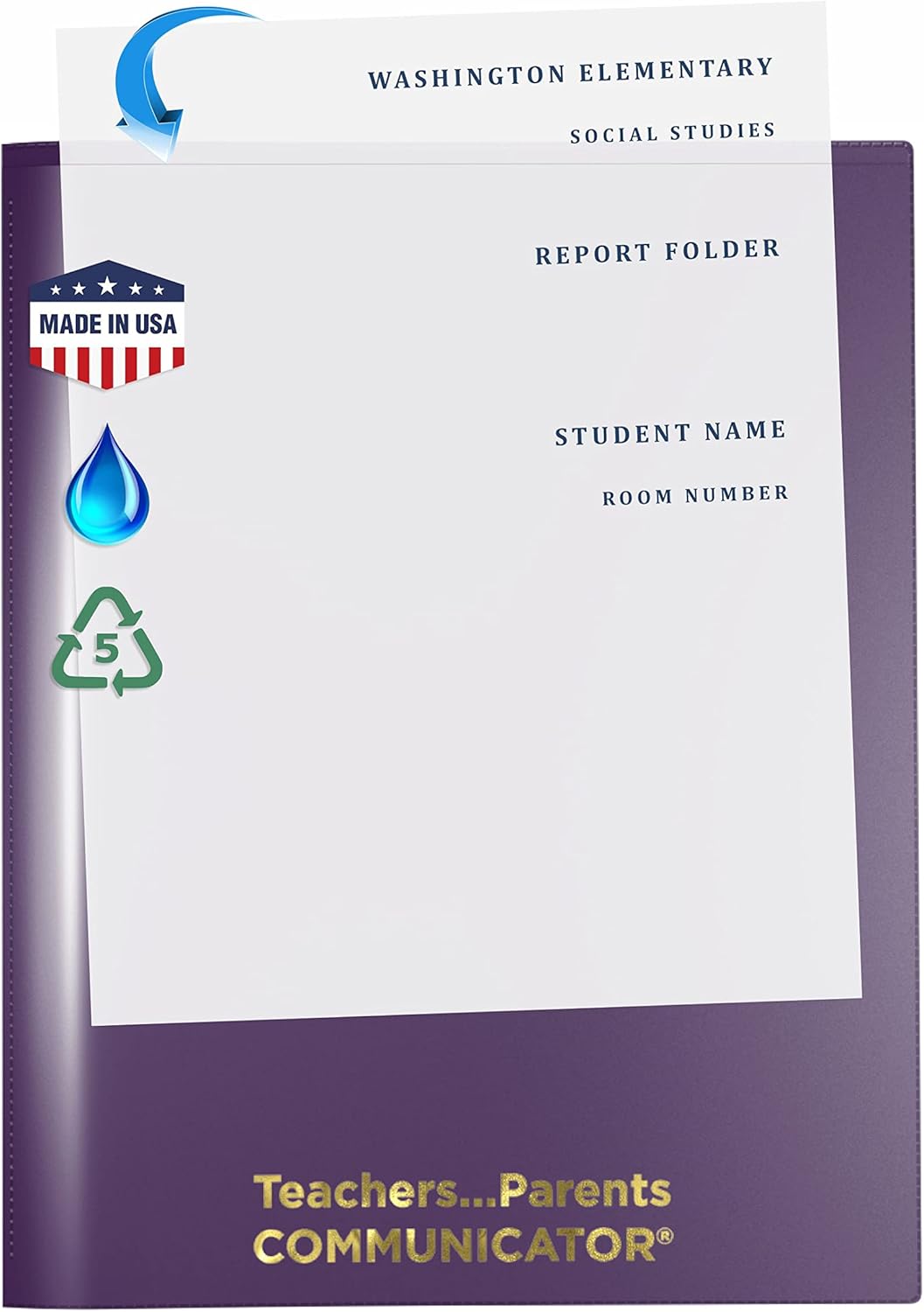 Nicky’s Folder – Carpeta para padres y profesores, patentada, resistente a desgarros, plástico flexible, 2 bolsillos interiores, 2 fundas