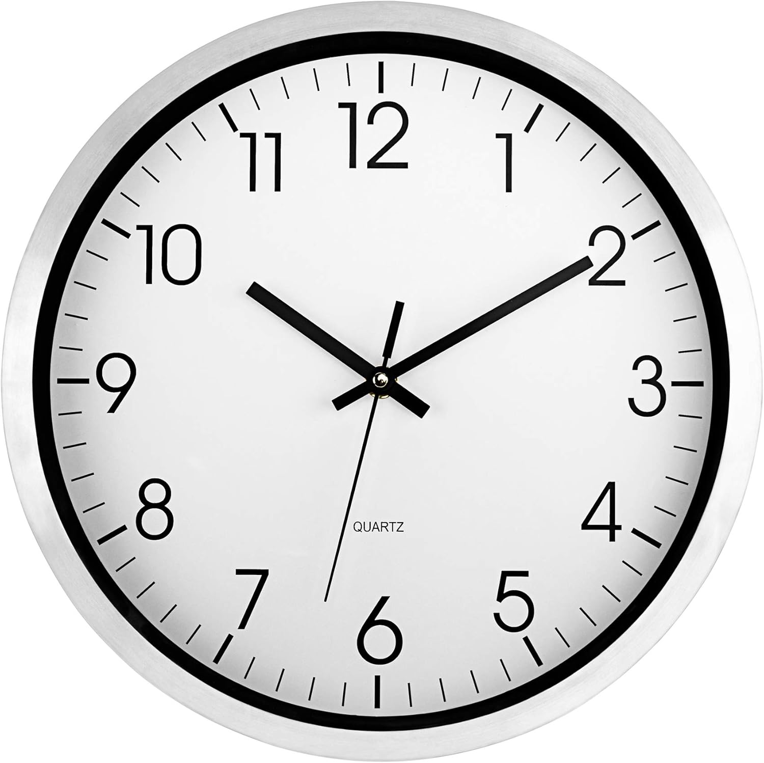 Lumuasky Reloj de pared de metal, funciona con pilas, silencioso, sin tictac, de acero inoxidable, de 12 pulgadas, para escuela, oficina, hogar