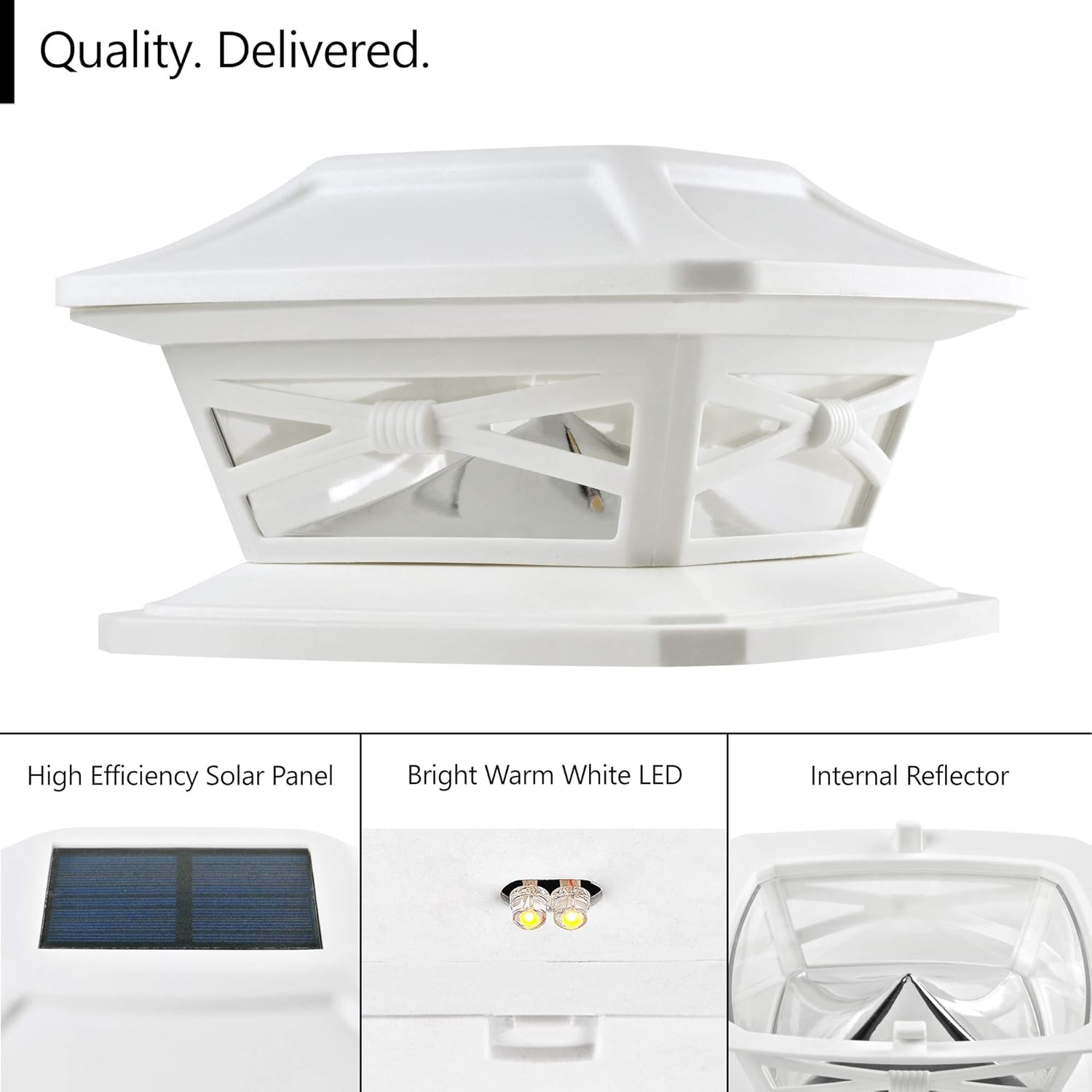 Davinci Lighting – Lámpara solar Flexfit para exteriores con base para postes de madera de 4 x 4, 5 x 5 y 6 x 6 pulgadas, luz LED brillante, color
