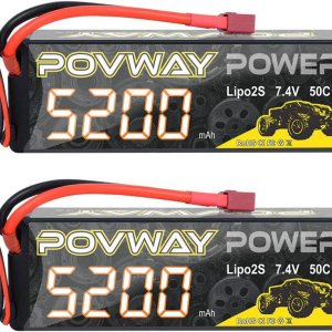 POVWAY 5200mAh 2S LiPo Battery 50C 7.4V RC Battery Hard Case with Dean-Style T Connector for RC Cars, RC Truck, RC Airplane, RC Helicopter, Drone, POVWAY 5200mAh 2S LiPo Battery 50C 7.4V RC Battery Hard Case with Dean-Style T Connector for RC Cars, RC Truck, RC Airplane, RC Helicopter, Drone,