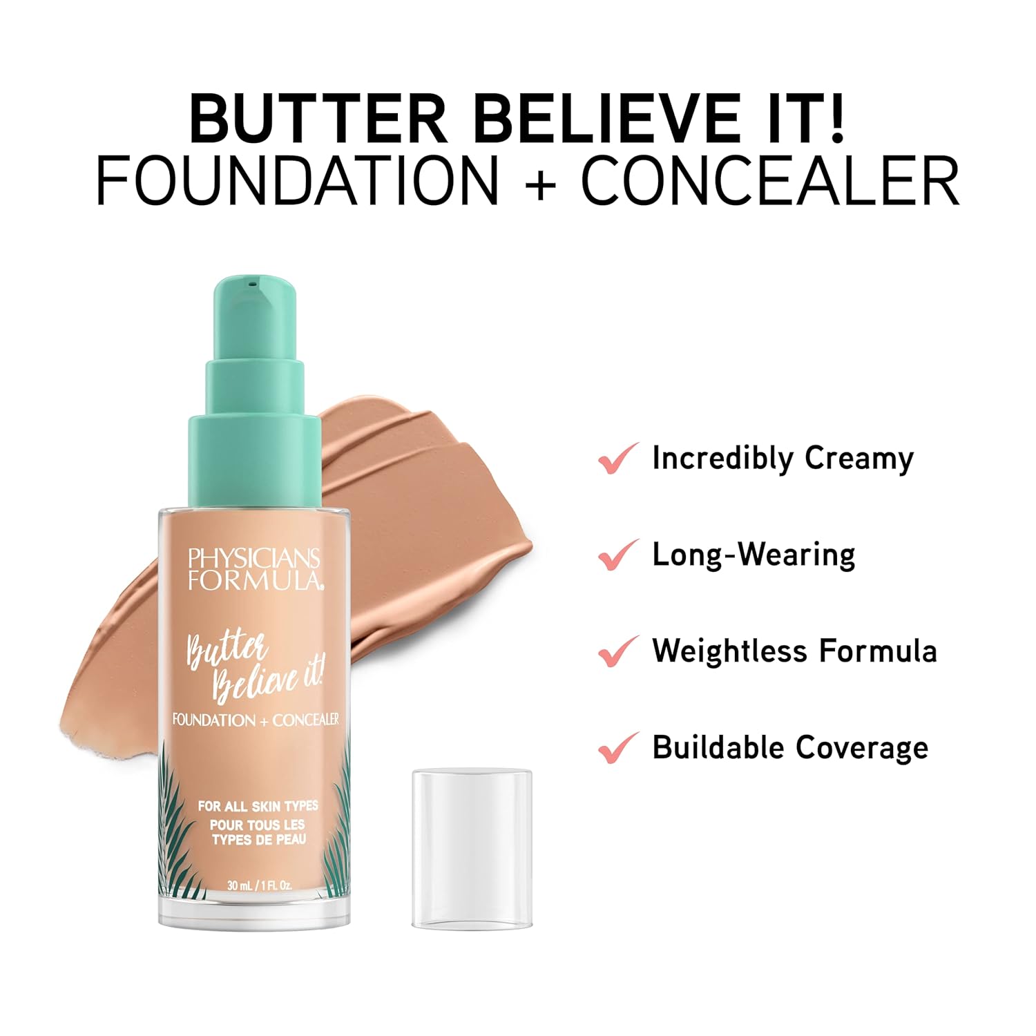 Physicians Formula Butter Believe It! Base + Corrector Fair-to-Light  Dermatológicamente probado, clínicamente probado