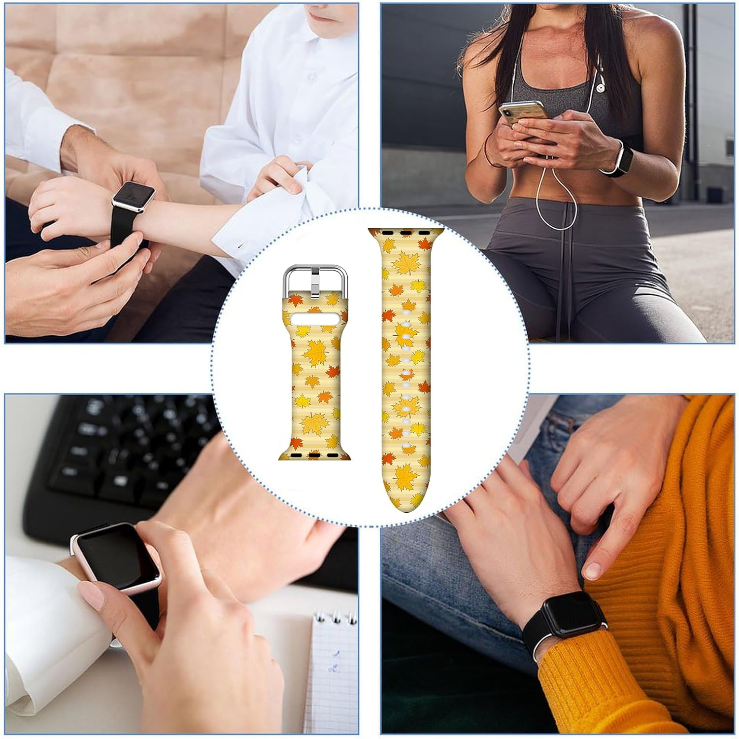 Regalos de Navidad, decoraciones de invierno, correas de pulsera para Apple Watch de copo de nieve, correa de silicona suave deportiva para Apple