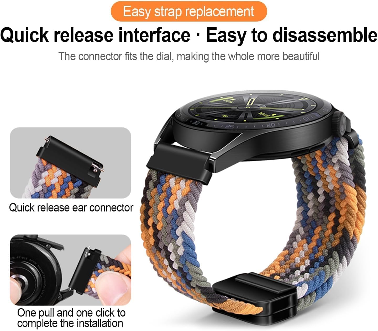 22mm Watch Band Strap Compatible with Samsung Galaxy Watch 3 45mmGear S3, Quick Release wristbands for Garmin Forerunner 255Venu 2Venu 3 45mmHuawei