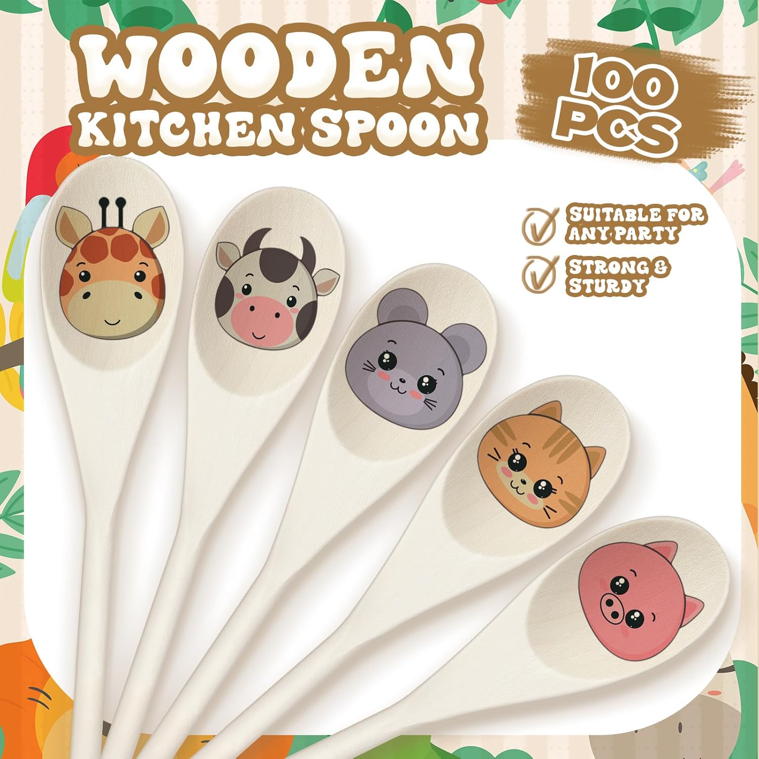 100 cucharas de madera de 10 pulgadas, regalos para mamá, cucharas de madera ovaladas, cucharas de madera para bricolaje, cuchara de madera para