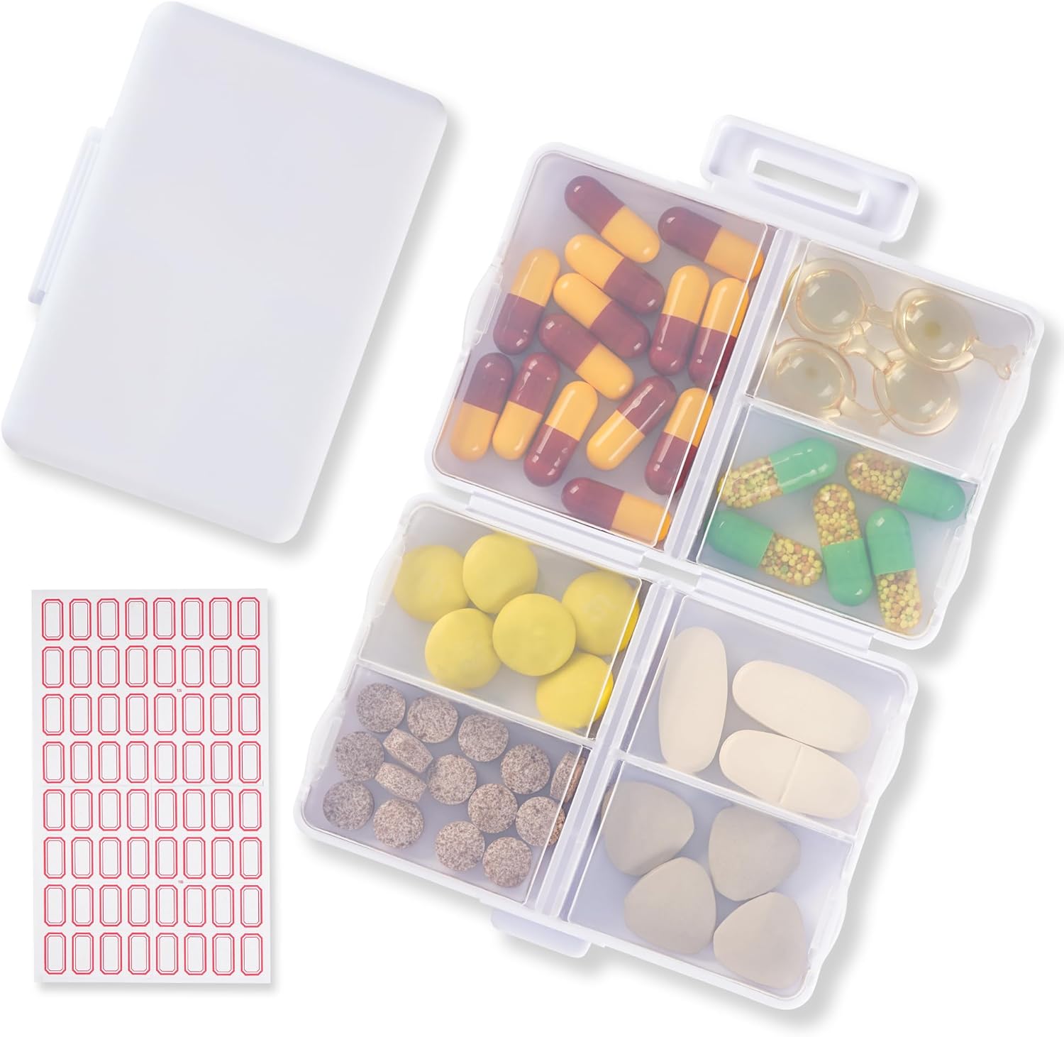 Pastillero de viaje  Pastillero diario portátil con 7 compartimentos, contenedor de píldoras, organizador de medicamentos, dispensador de píldoras,