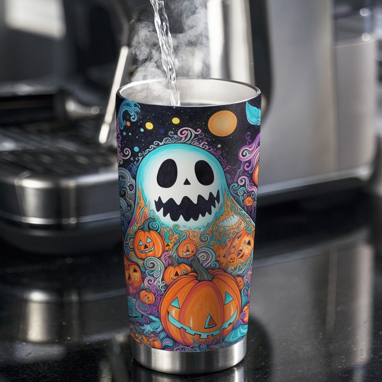 Vaso de Halloween de 20 onzas, con diseño de fantasma Boo Boo, Trick or Treat, vaso de fantasma de calabaza, taza de viaje aislada con tapa, termo