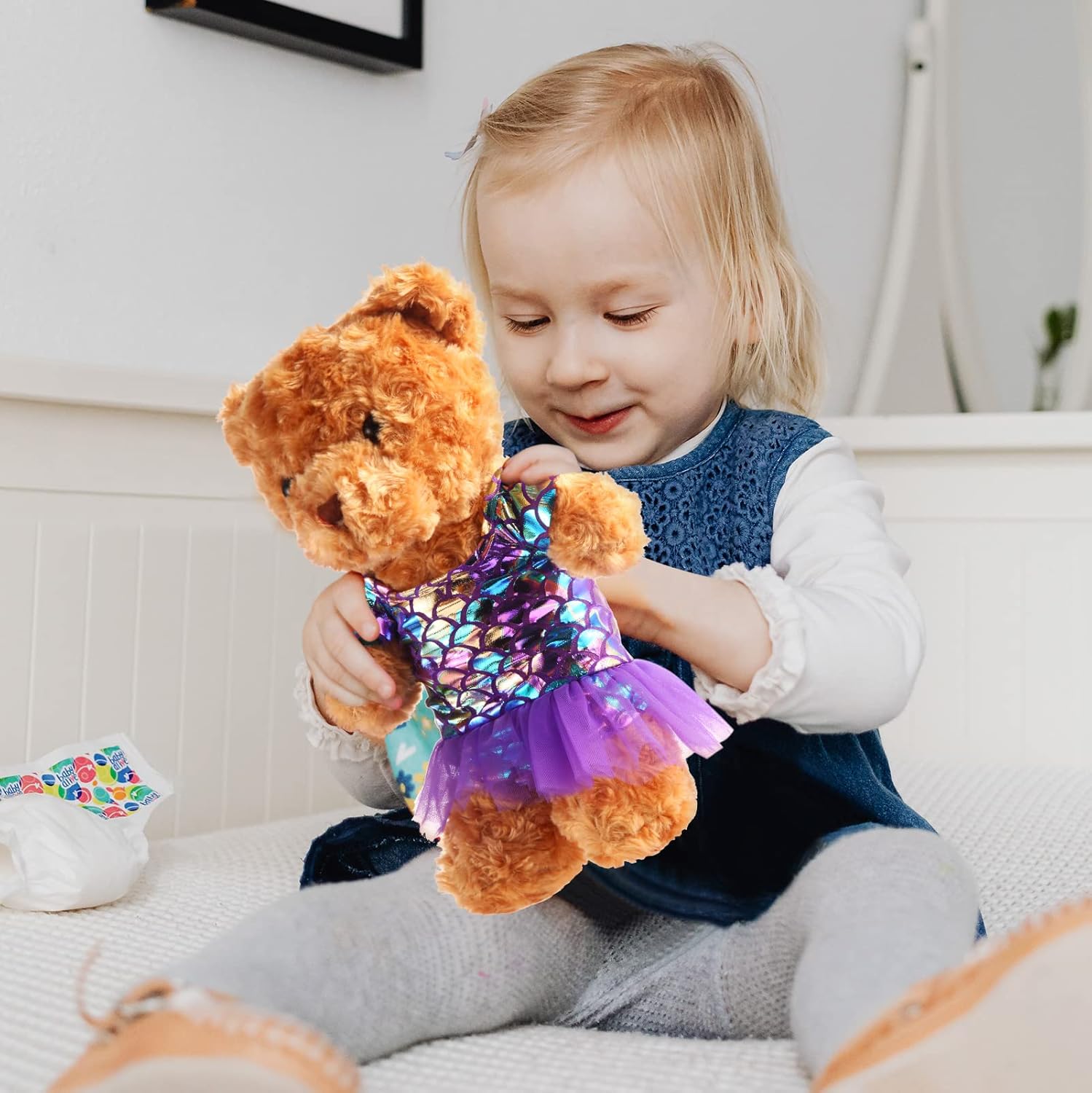 Juego de 2 ropa de oso de peluche de verano que se adapta a la mayoría de los niños de 14 a 18 pulgadas, traje de peluche de oso de peluche para