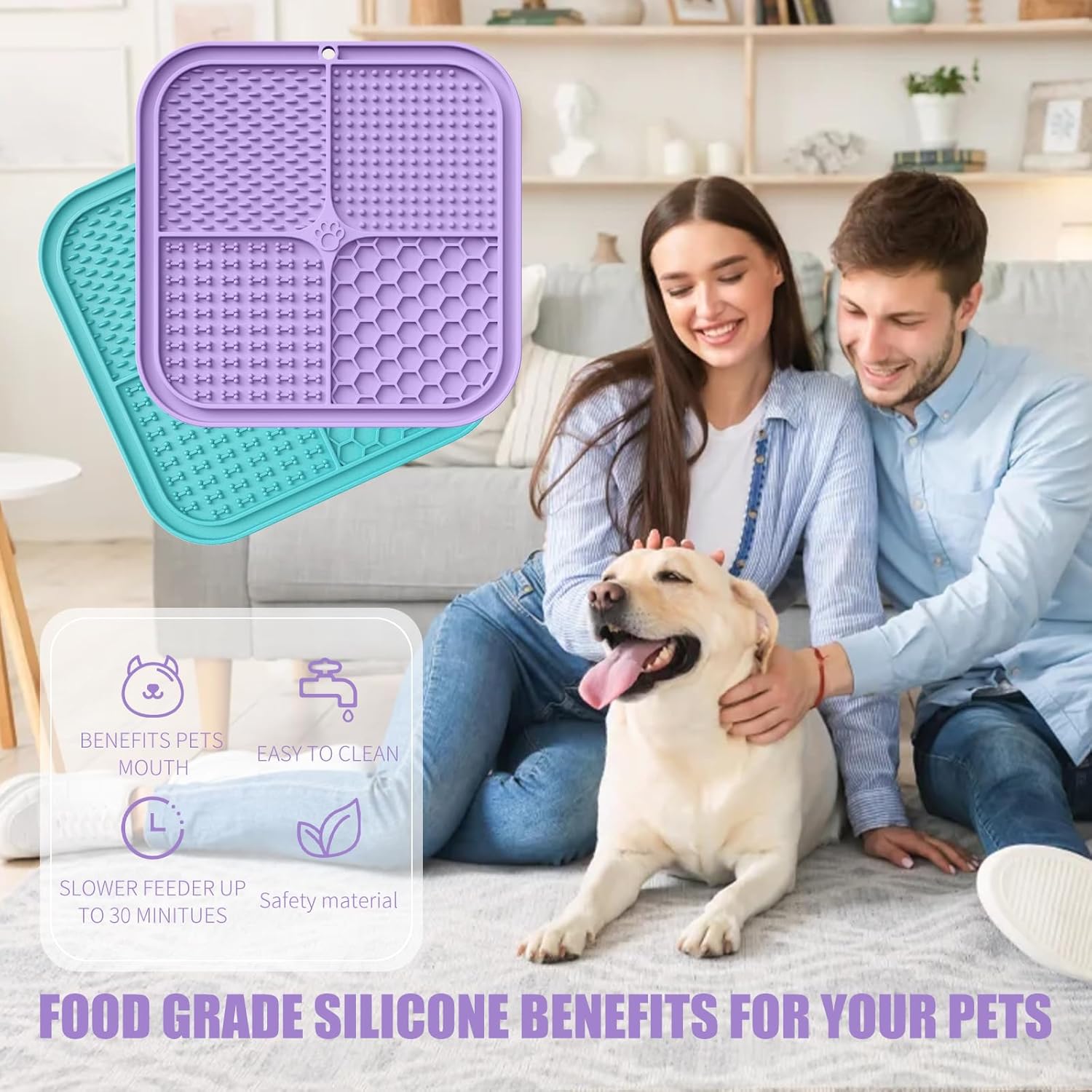 Alfombrilla para lamer para perros y gatos con ventosa, almohadilla de lamer premium para aliviar la ansiedad del perro, alfombrilla de alimentación