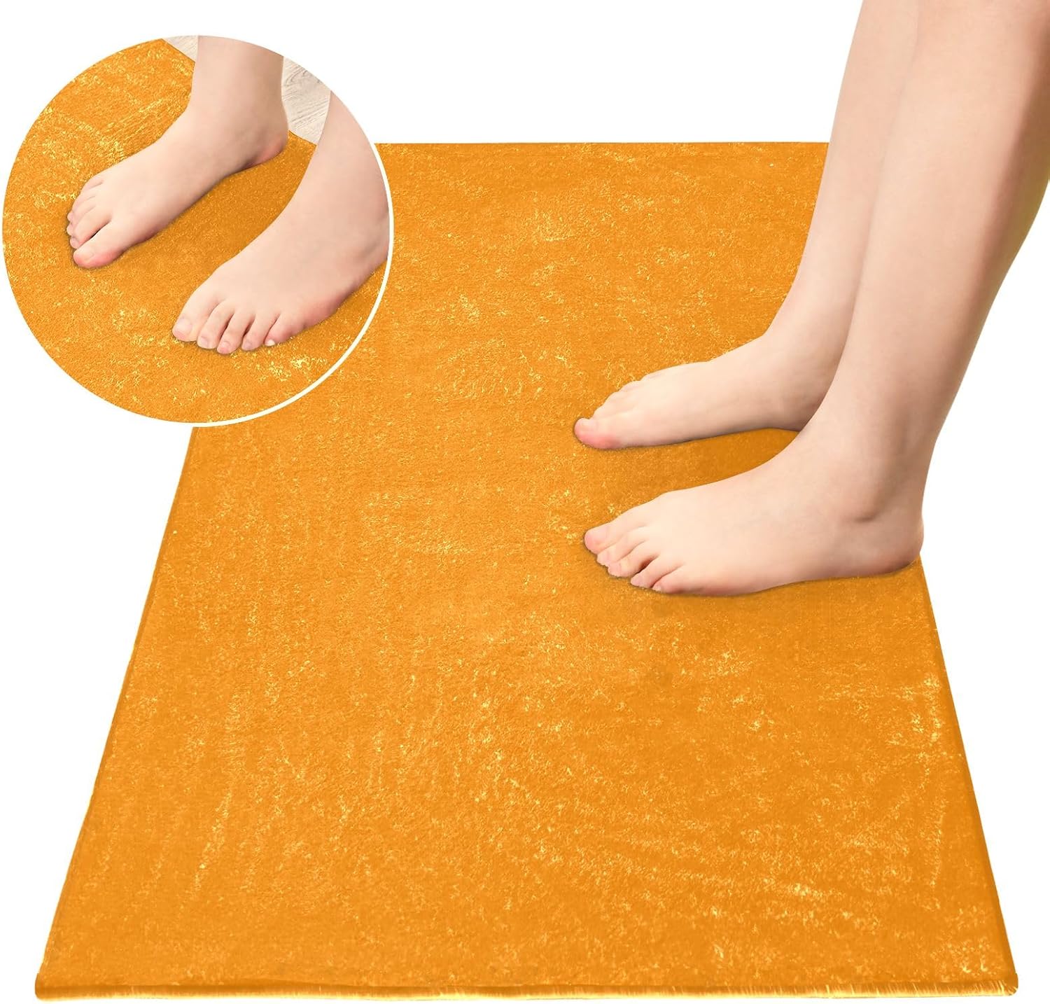Tapetes de baño de felpa naranja oscuro, parte trasera de goma antideslizante, lavable a máquina, tapete absorbente de agua para baño, 39 x 20