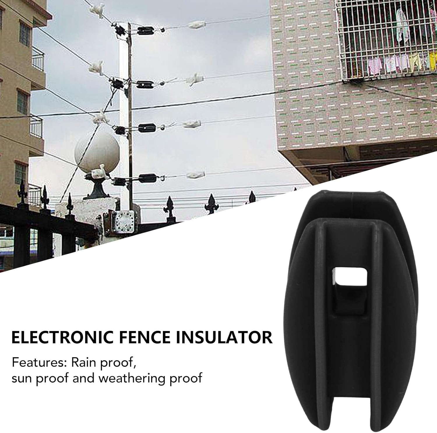 AUNMAS Valla de protección Aislador eléctrico de valla para alambre de poliéster Acero Alambre de aluminio Accesorios de esgrima (negro)