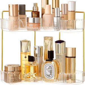 HBlife Organizador de baño de esquina de 2 niveles, organizador de maquillaje, bandeja de perfume para almacenamiento de cuidado de la piel para HBlife Organizador de baño de esquina de 2 niveles, organizador de maquillaje, bandeja de perfume para almacenamiento de cuidado de la piel para