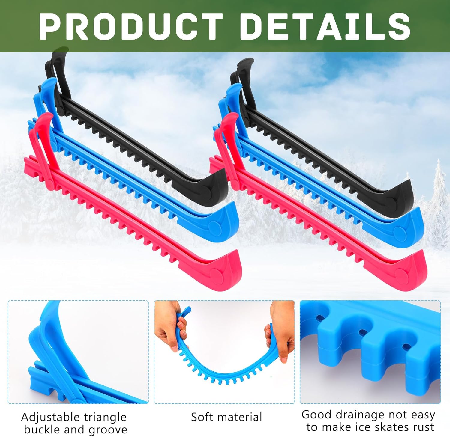 Protectores de patinaje sobre hielo, fundas ajustables para patinaje sobre hielo, accesorios de patinaje para hockey sobre hielo para niños y