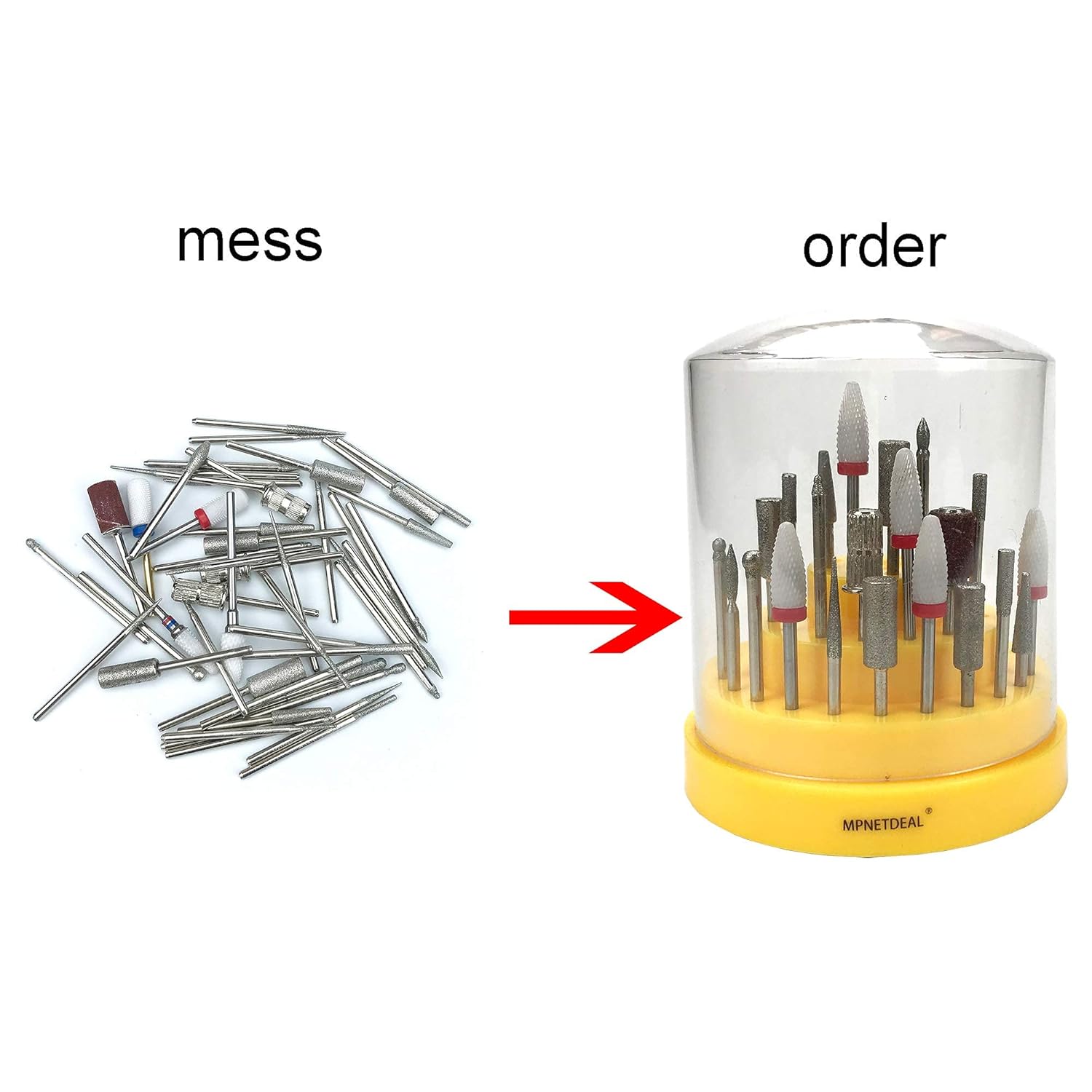 Soporte para brocas de uñas con cubierta a prueba de polvo, soporte de almacenamiento de 48 agujeros grandes, caja organizadora, caja organizadora,