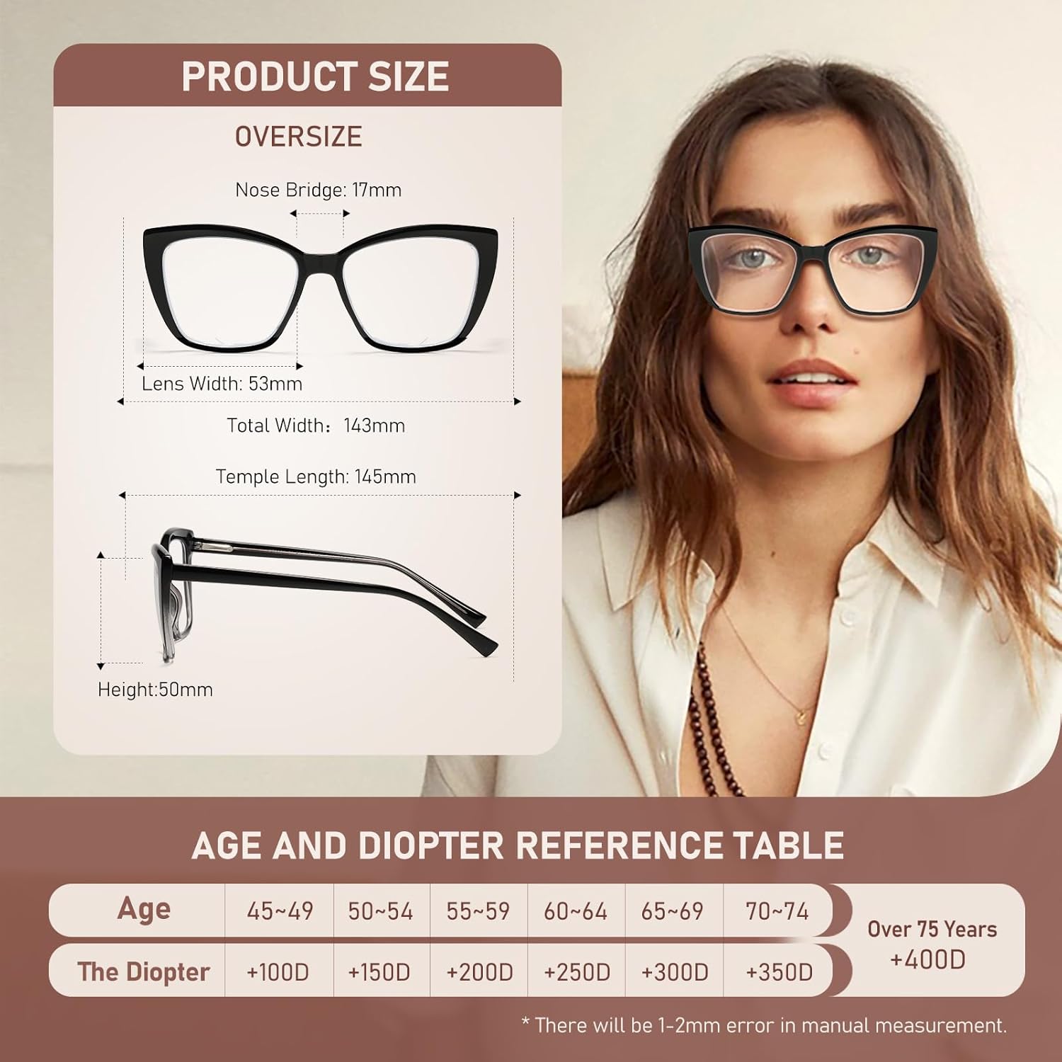 Gafas de lectura bifocales para mujer, ojo de gato, de gran tamaño, bloqueo de luz azul, para lectores de computadora, gafas de diseñador