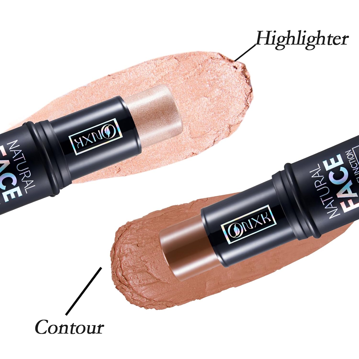 ONXK Lápiz de contorno de crema de maquillaje resaltador, fácil de aplicar, bronceador natural y barra de rubor, no grasa e impermeable, para
