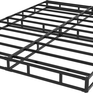 EMODA Base de cama tamaño matrimonial de 5 pulgadas, base de colchón de metal resistente de 3000 libras con funda de tela, fácil montaje, color negro EMODA Base de cama tamaño matrimonial de 5 pulgadas, base de colchón de metal resistente de 3000 libras con funda de tela, fácil montaje, color negro