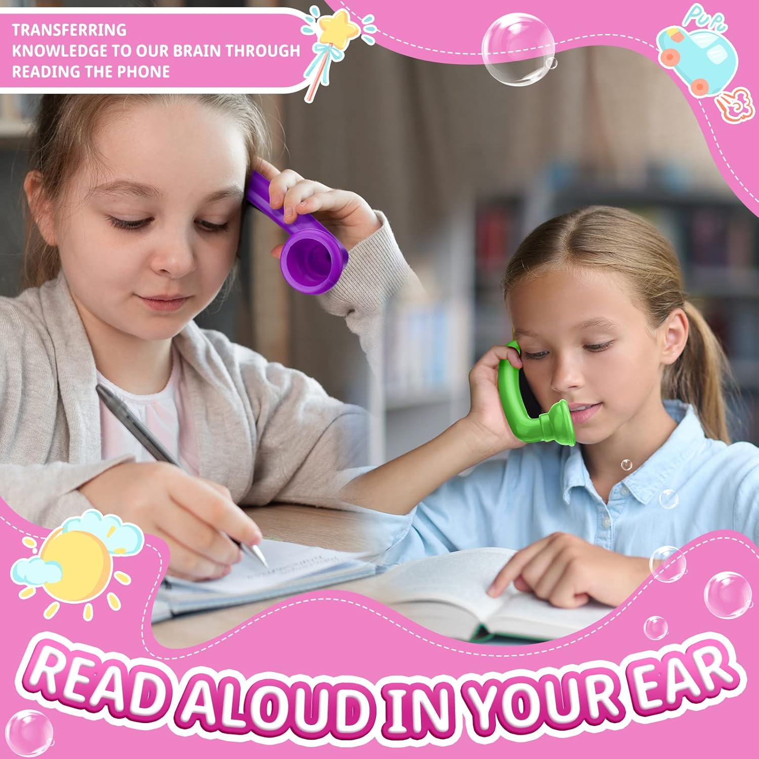 Honoson Teléfonos de lectura de susurro, comentarios auditivos, teléfono de lectura, aula, escucharme a mí mismo, teléfono con sonido, herramienta