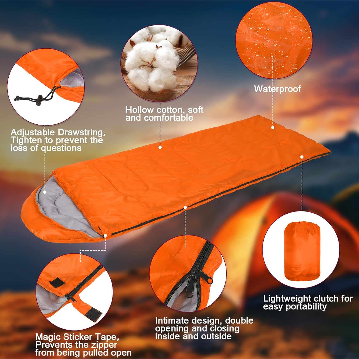 10 sacos de dormir de 0 grados para acampar a granel para adultos, sacos de dormir para clima frío, 4 estaciones, cálidos, impermeables, ligeros,