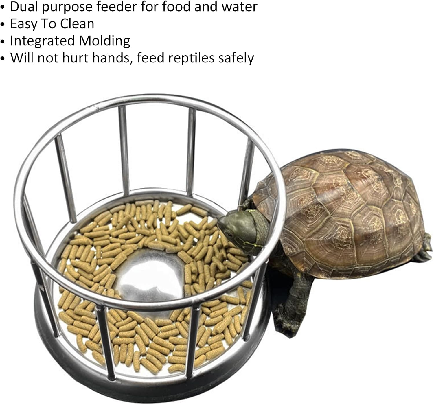 Tazón de alimentación de reptiles, plato de comida de acero inoxidable para reptiles, forma de barandilla, plato de tortuga, bandeja de agua,