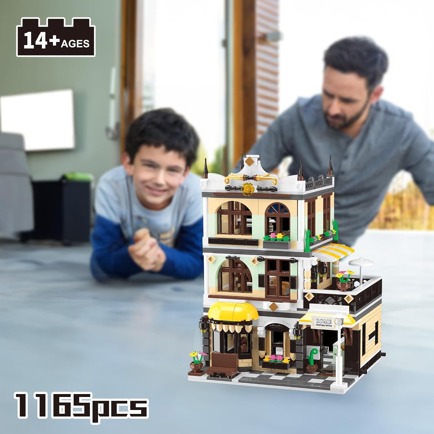 Mini juegos de construcción de restaurante urbano con LED, bloque de construcción de juguete de aprendizaje STEM para adultos, adolescentes, niños y