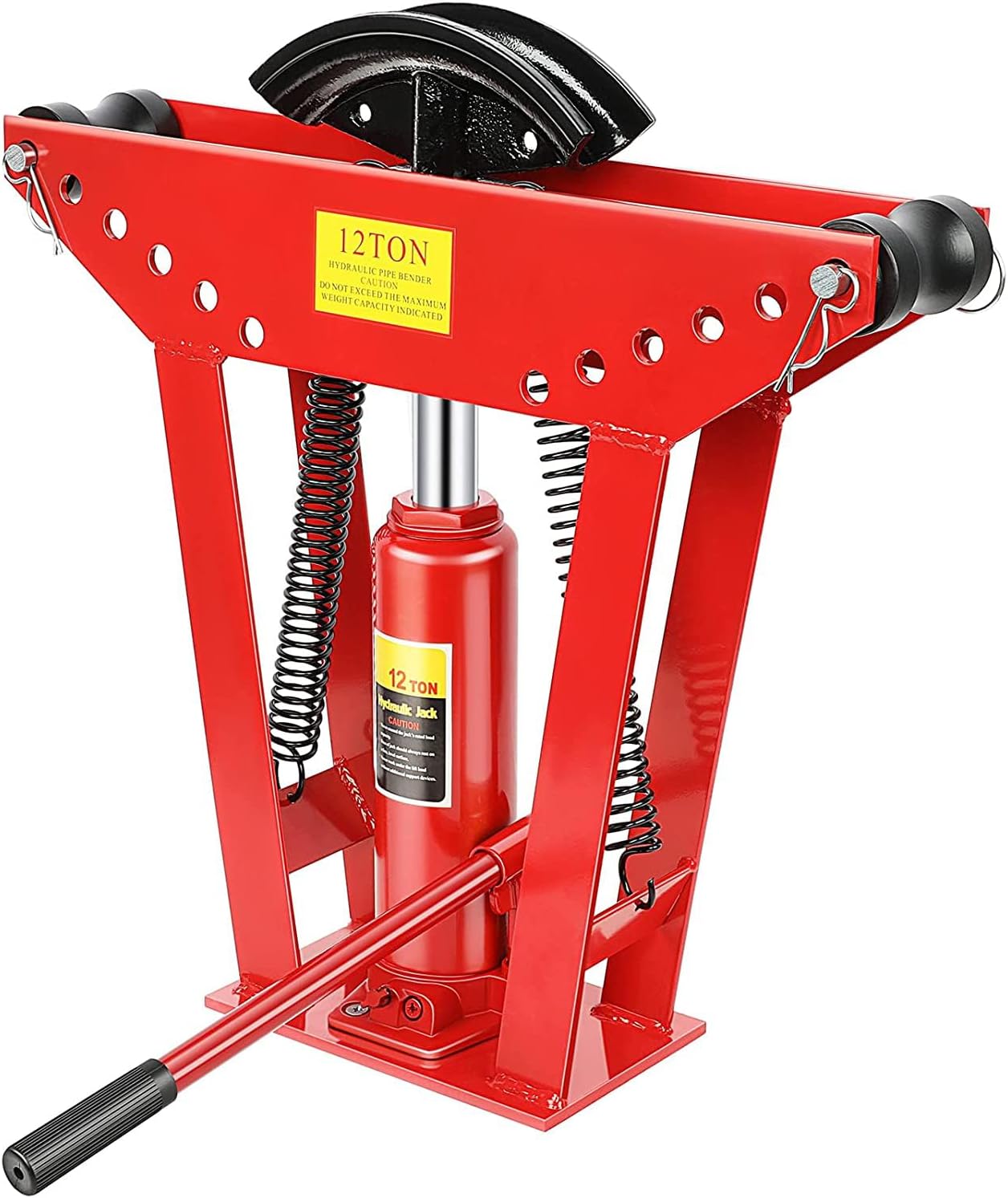 Dobladora de tubos hidráulicos de 12 “Herramienta de doblado de tubo de escape manual de cobre de 12 toneladas 6 troqueles (12″, 34″, 1″, 1-14”,