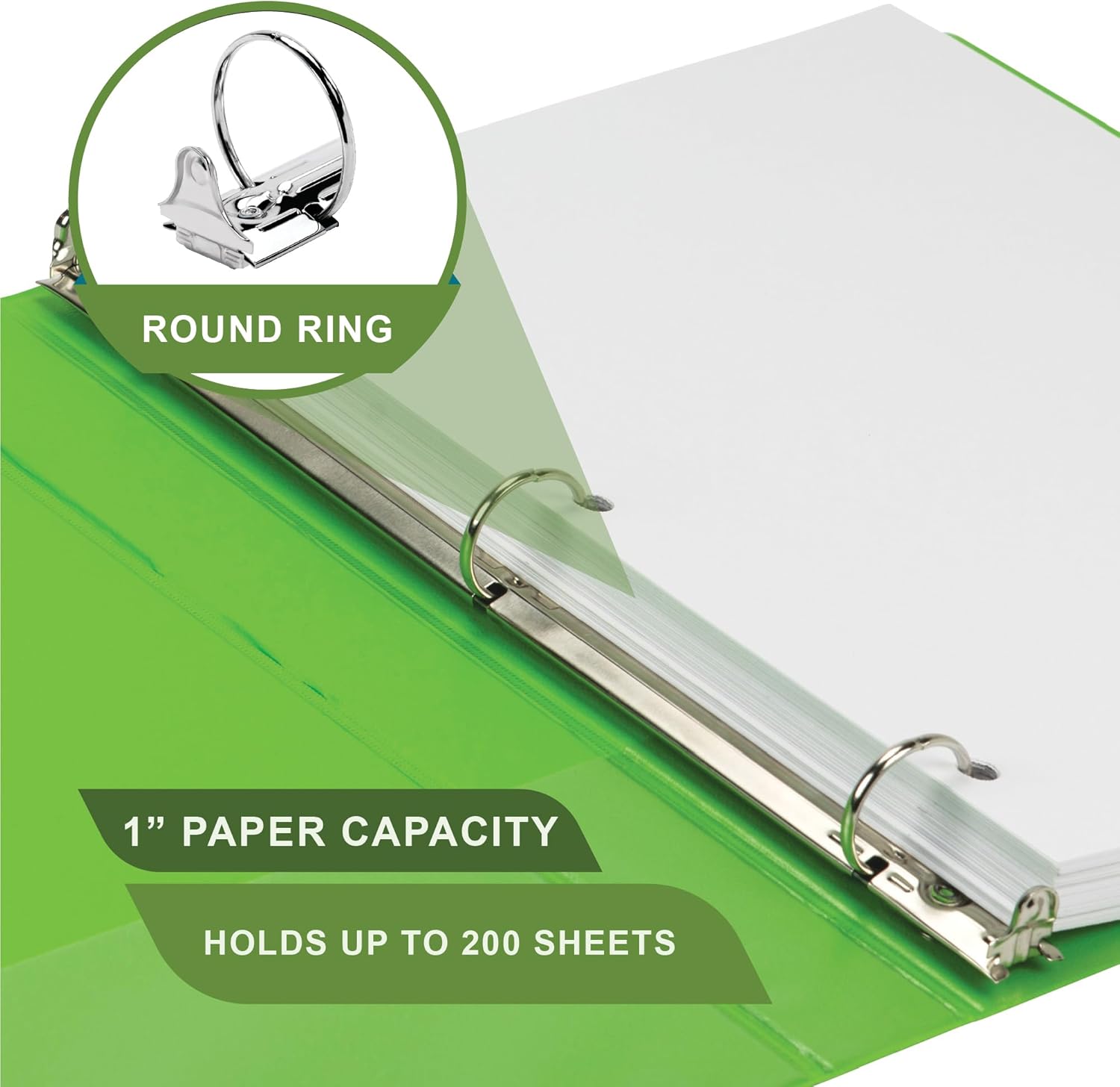 Samsill Earth’s Choice – Carpeta de 3 anillos resistentes de 1 pulgada, elaborada a base de plantas, vista transparente, hasta un 25% de plástico a