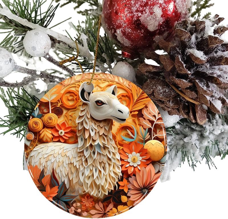 Camel in Pumpkin and Fall Leaves Thanksgiving Ceramic Ornament Art, Holiday Decoration, Car Interiors Decors, Christmas Decor for Holiday Party