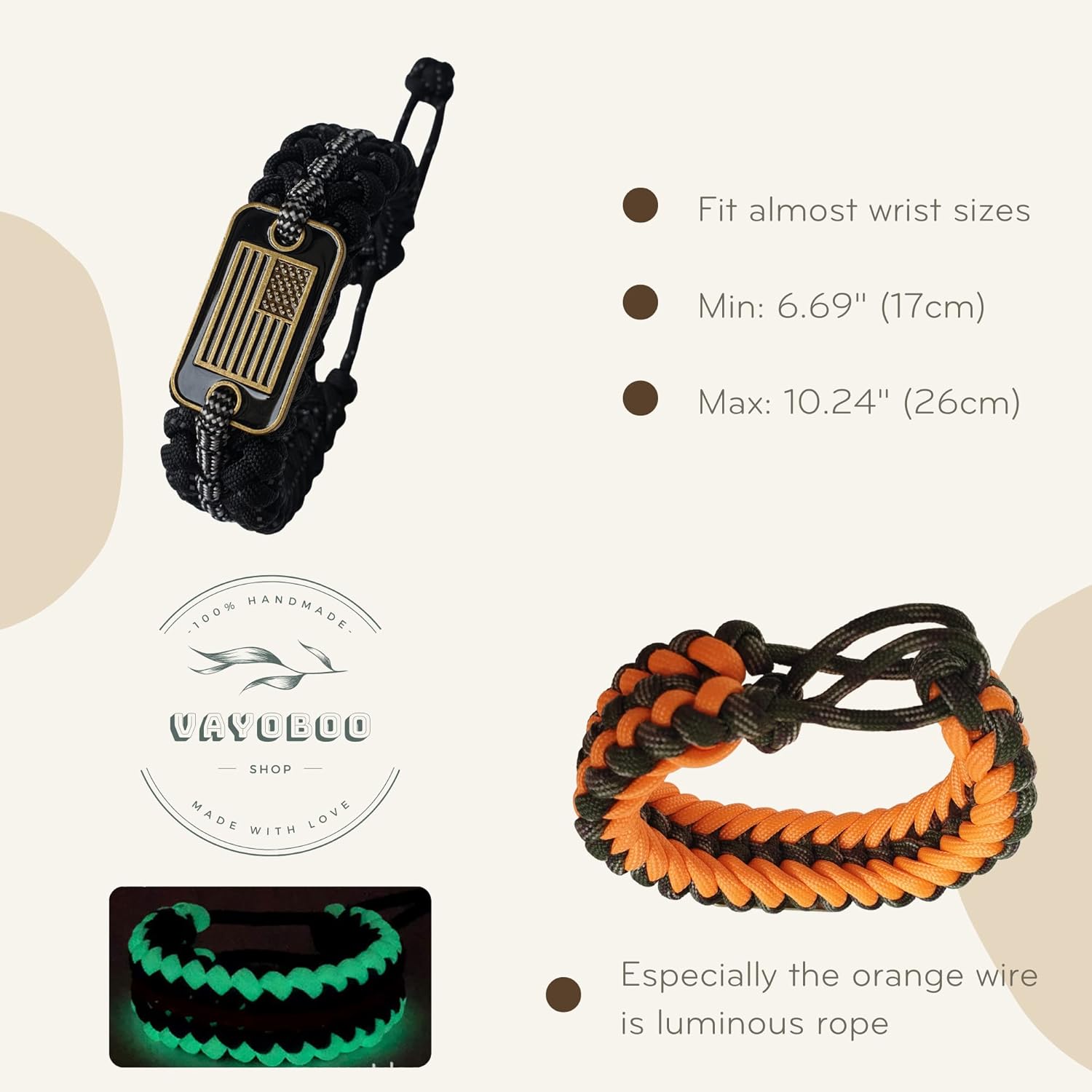 Pulsera de paracaídas  Pulseras militares de veteranos del ejército de Estados Unidos para hombres, pulsera táctica trenzada multiusos de