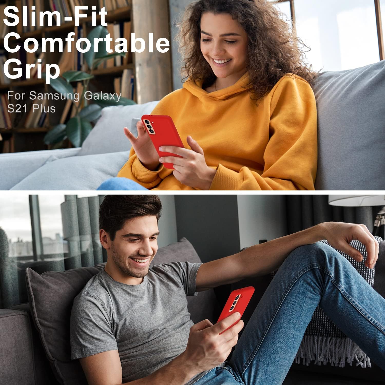 DEENAKIN Funda protectora de silicona para Samsung Galaxy S21 Plus, suave y sedosa con forro de microfibra suave, funda protectora para Samsung