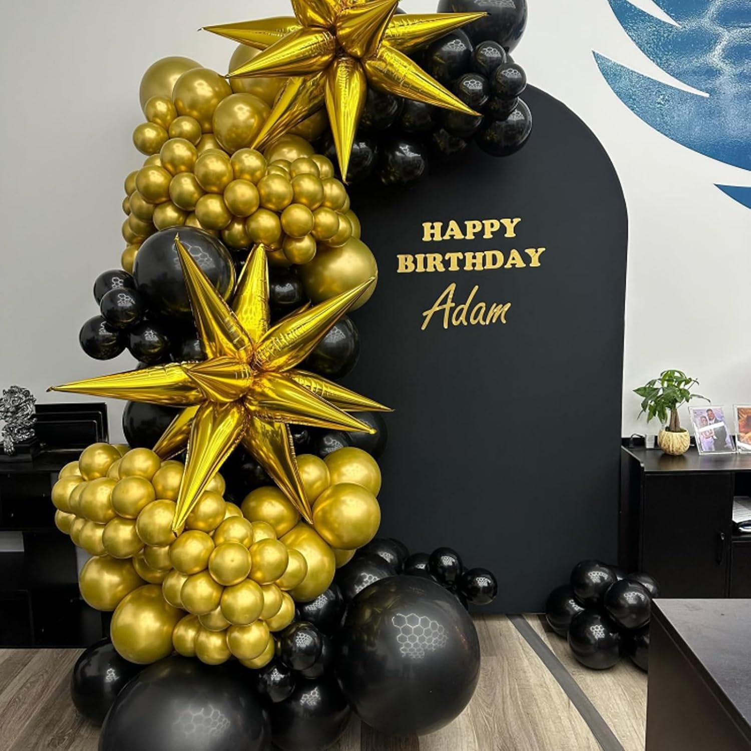 Globos negros dorados, 50 globos dorados y negros de 12 pulgadas, globos de látex negros para cumpleaños, Año Nuevo, boda, decoraciones de fiesta de
