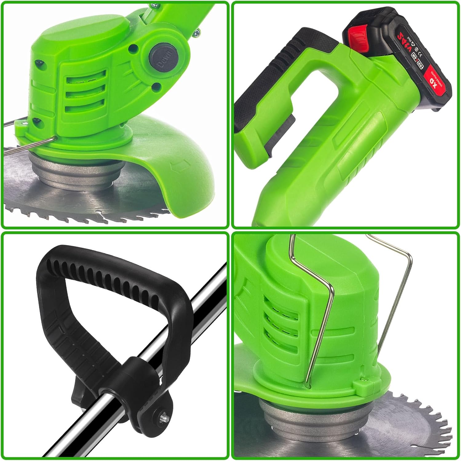 Desbrozadora inalámbrica a batería con 2 baterías y 8 cuchillas, 51 pulgadas y 24 V Weedeaters funciona con pilas, para césped, jardín, patio,
