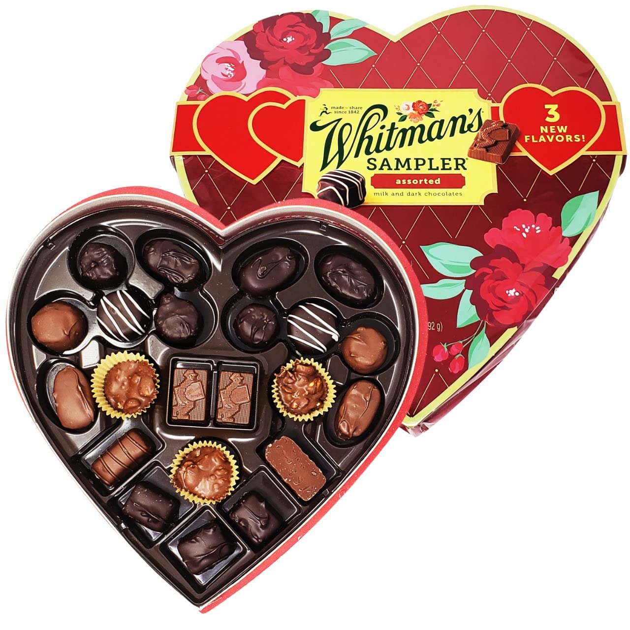 Whitman’s – Corazón surtido de chocolates para el día de San Valentín  10.3 dulces de corazón de chocolate  Regalo del día de San Valentín surtidos