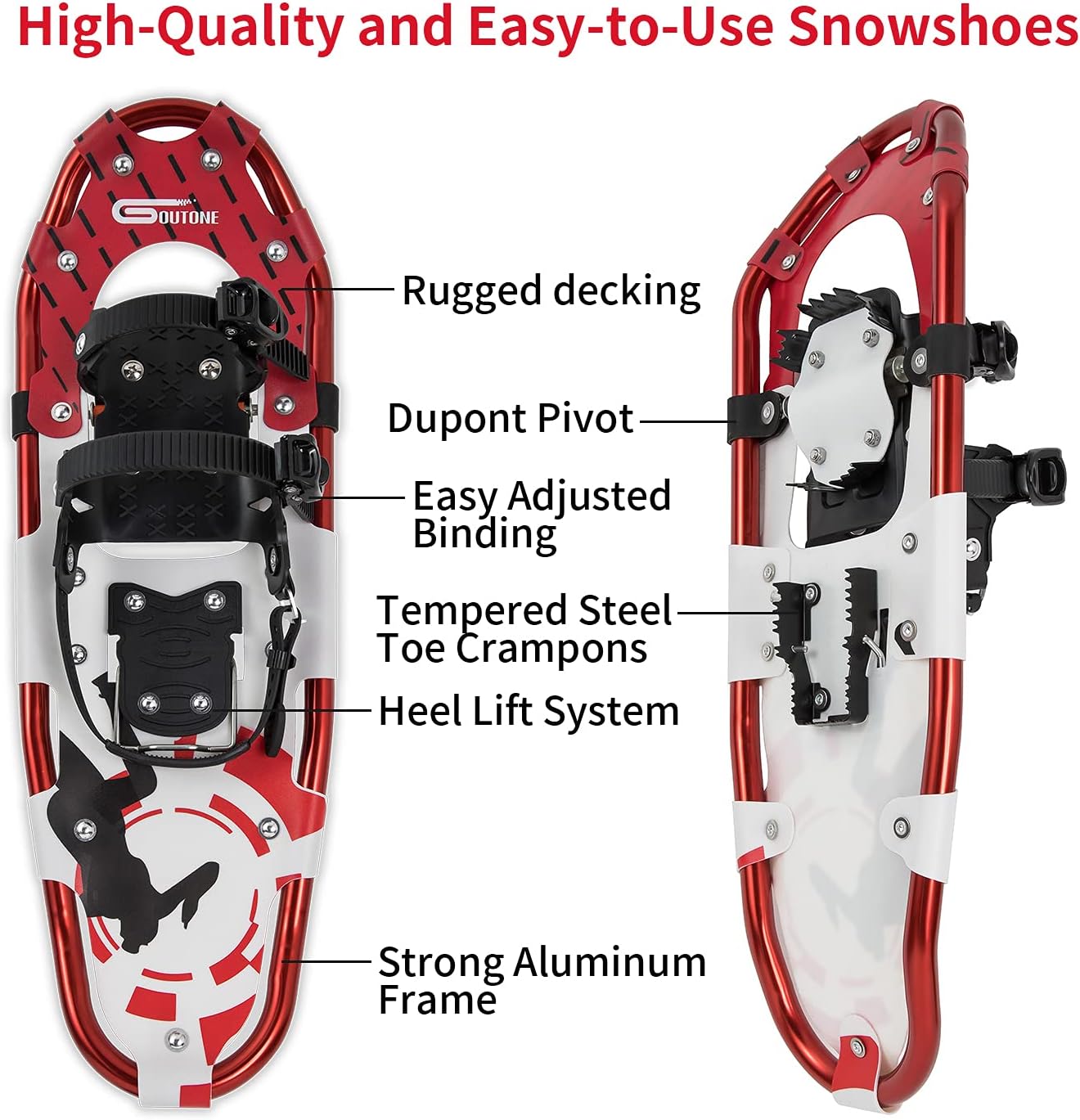 Goutone – Raquetas de nieve ligeras de 212530 pulgadas para adultos, mujeres y hombres, zapatos de nieve de aleación de aluminio para senderismo y