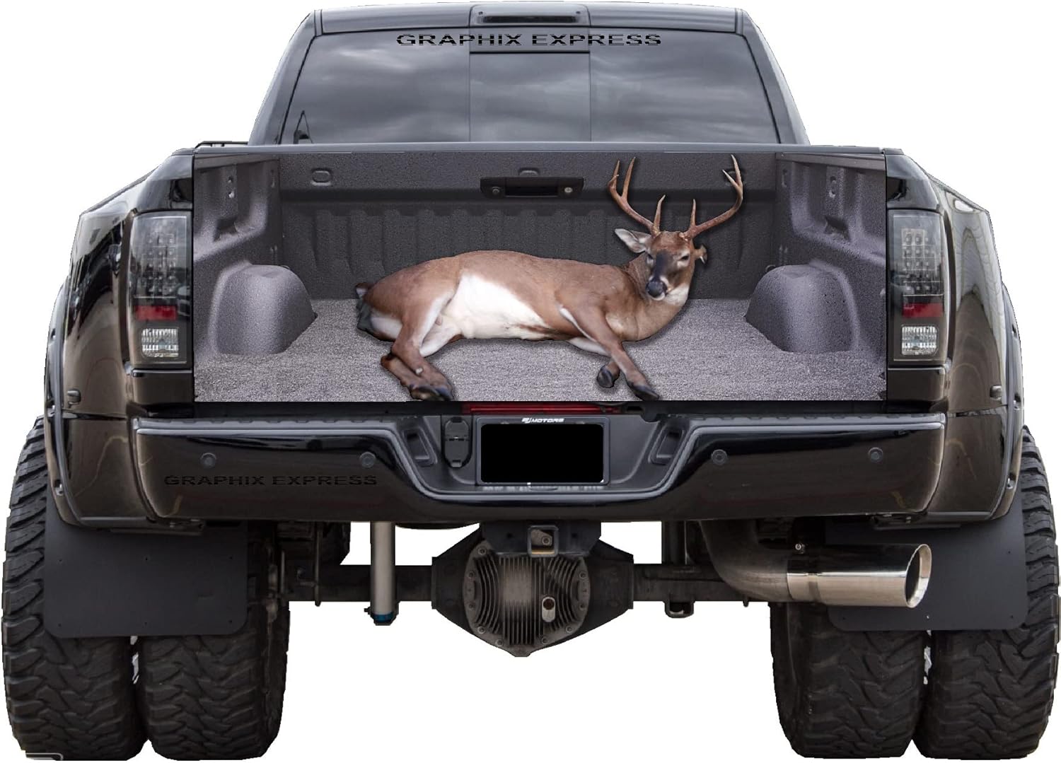 GRAPHIX EXPRESS Calcomanías para puerta trasera de camioneta (T312 ciervos) para puerta trasera, calcomanías para camionetas, calcomanías gráficas