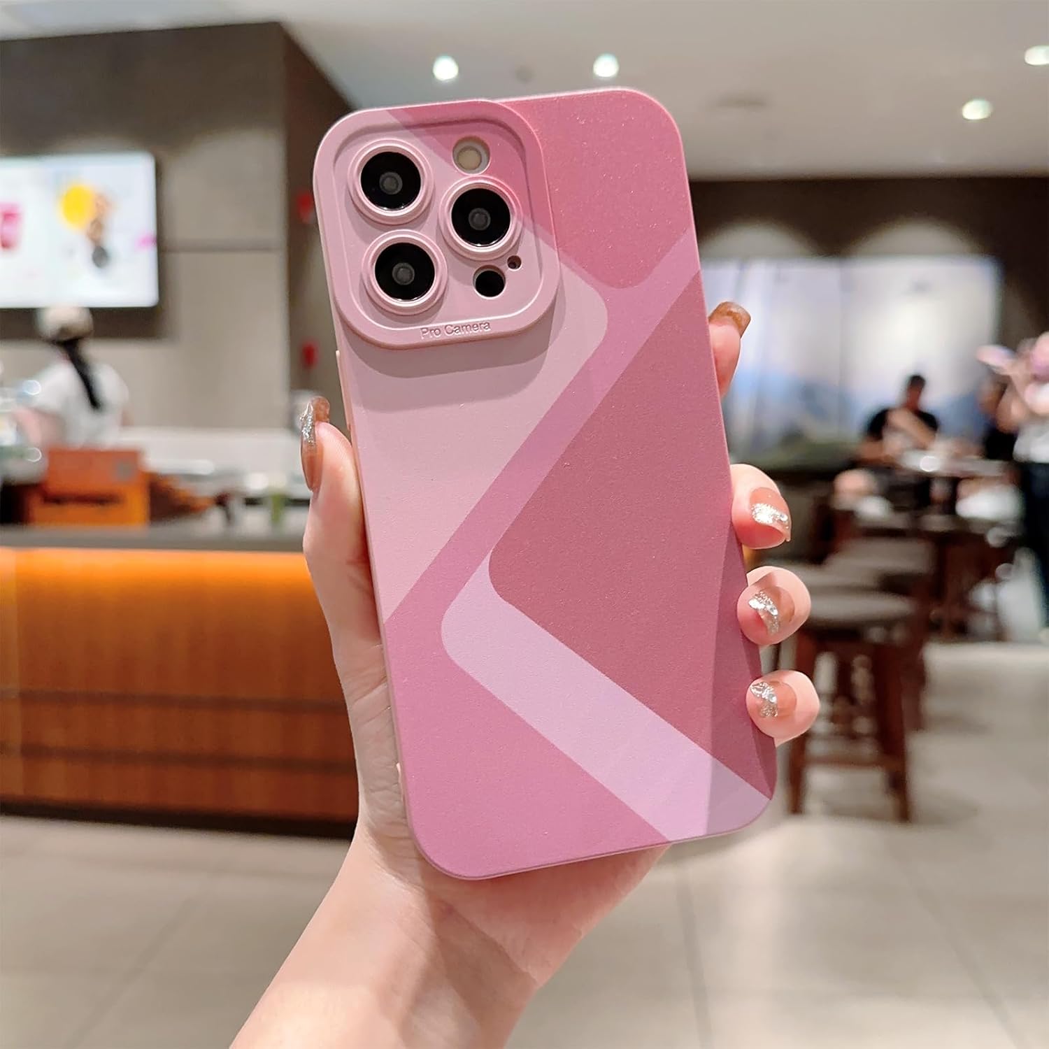 YKCZL Funda compatible con iPhone 14 Pro, bonito patrón de arte geométrico de color empalme para mujeres y niñas, TPU suave resistente al desgaste,