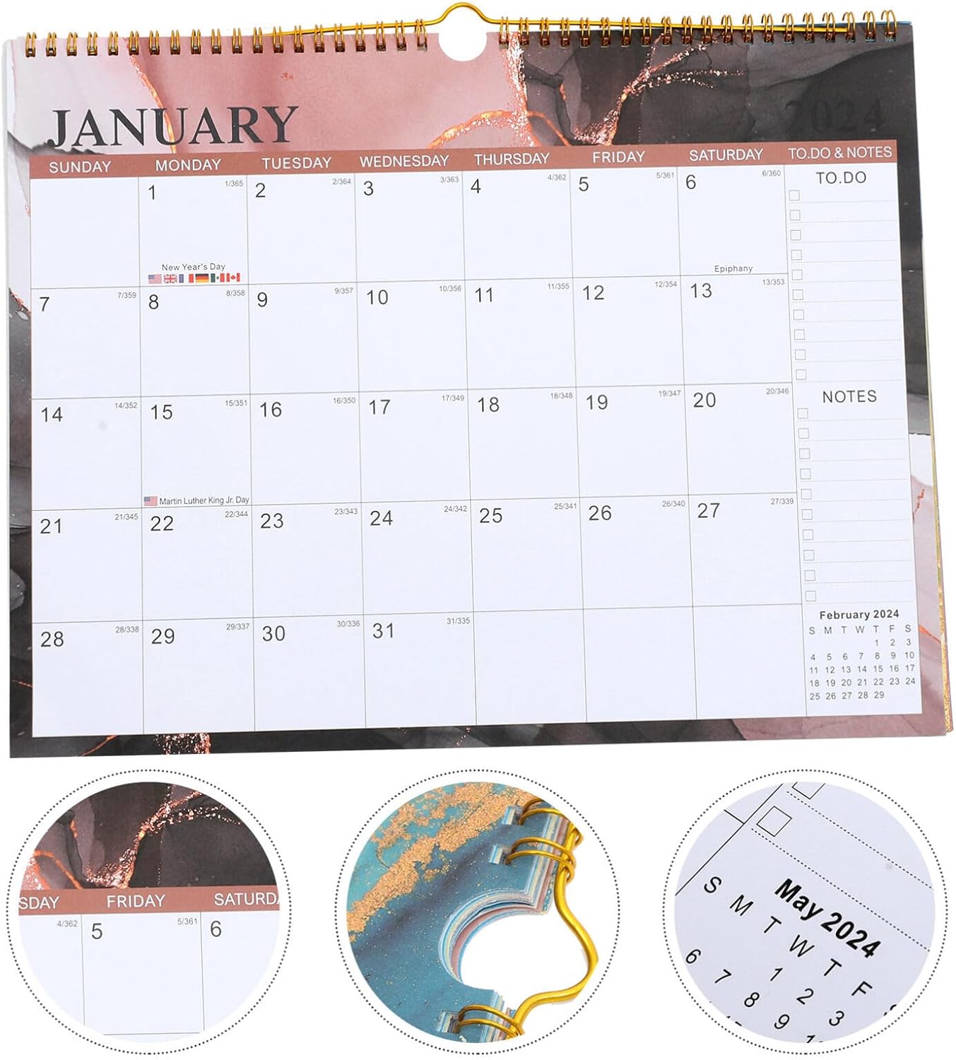 Calendario de escritorio 2024-2025, calendario de pared de enero de 2024 a junio de 2025, calendario de pared, calendario mensual, planificador de