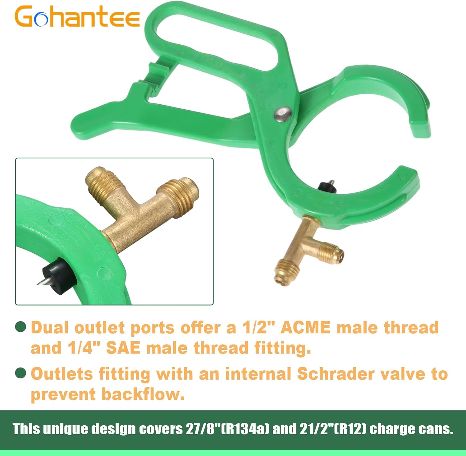 gohantee R134A – Abridor de botellas de CA con punzón lateral 2 en 1 para R22 R12 dispensador de refrigerante, 14 SAE y 12 kit de herramientas de
