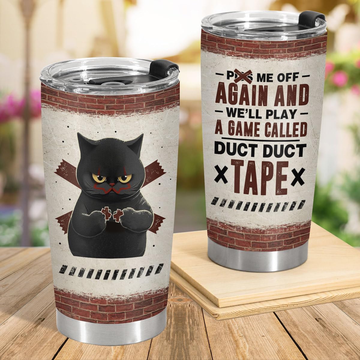 34HD Regalos de Navidad para los amantes de los gatos, vaso de gato de terror de acero inoxidable con tapa, de 20 onzas, divertida taza de café con