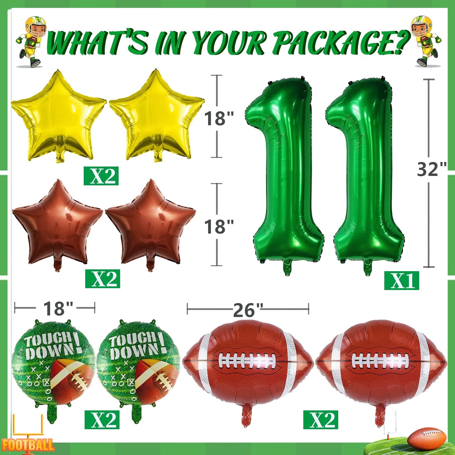 Juego de globos de fútbol americano, decoraciones de fiesta de cumpleaños de fútbol, decoración de fiesta de cumpleaños, decoración de fiesta de