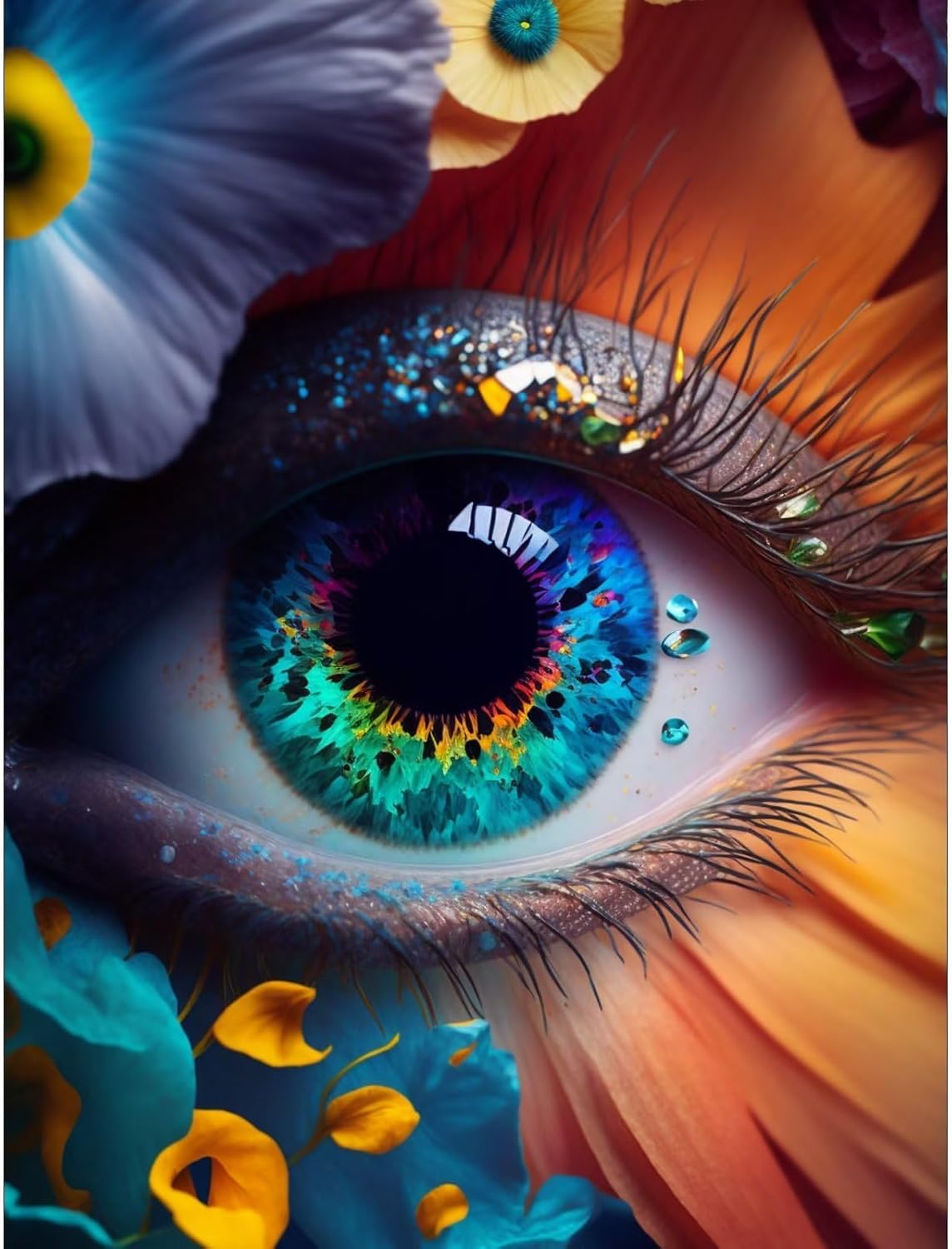 CoHraeu Kits de pintura de diamantes 5D para adultos, diseño de mariposas de taladro completo, arte de diamantes de cristal para ojos grandes, kits