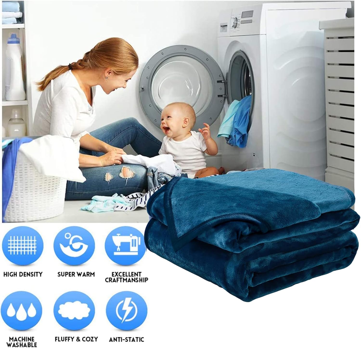 Easeland – Manta suave, cálida y esponjosa de microfelpa, manta de lana térmica, liviana, para sofá o cama