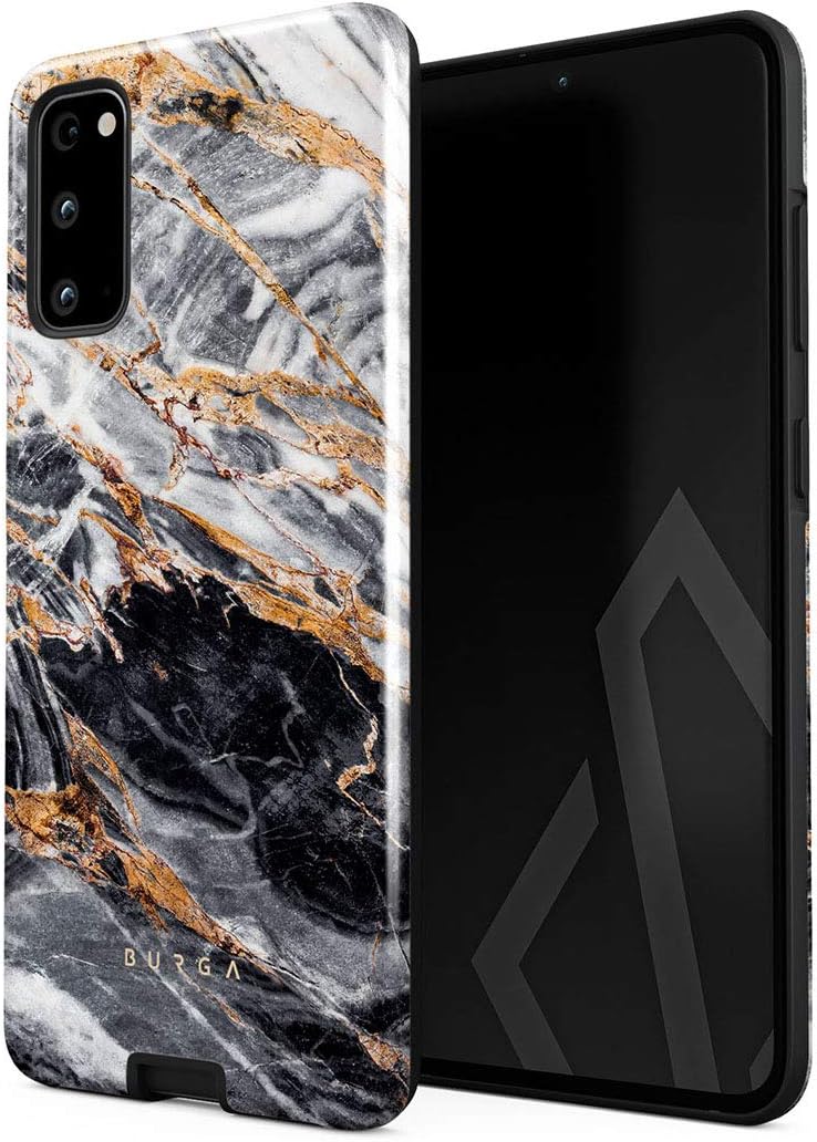 BURGA Funda para teléfono compatible con Samsung Galaxy S20 FE  Carcasa rígida híbrida de 2 capas + funda protectora de silicona  Piedra de mármol